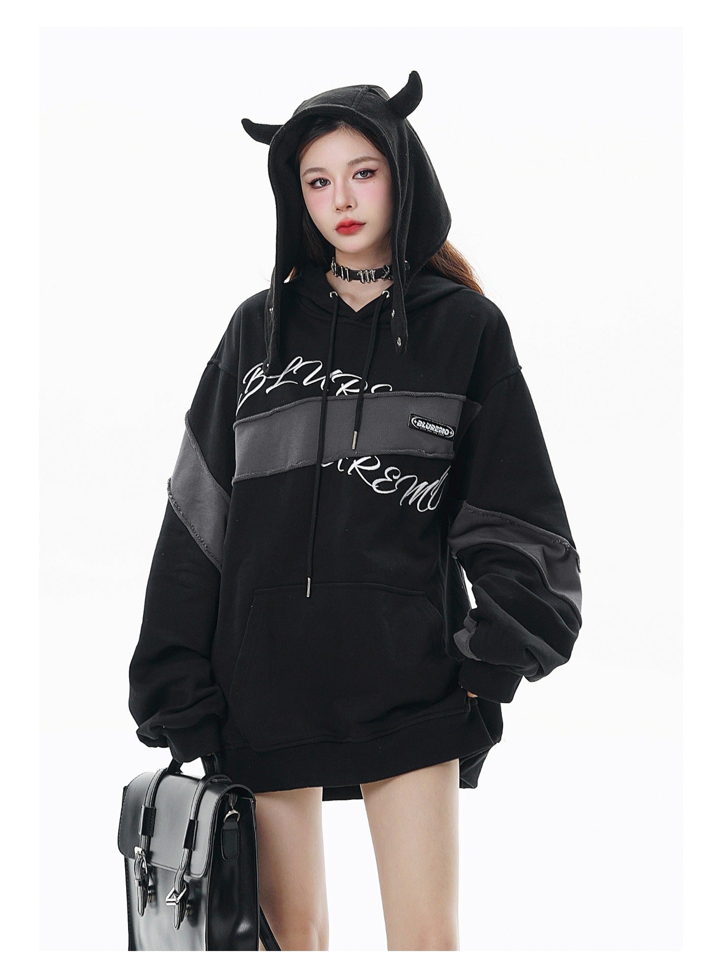 Hooded Burr Loose Long Sleeve Sweatershirt