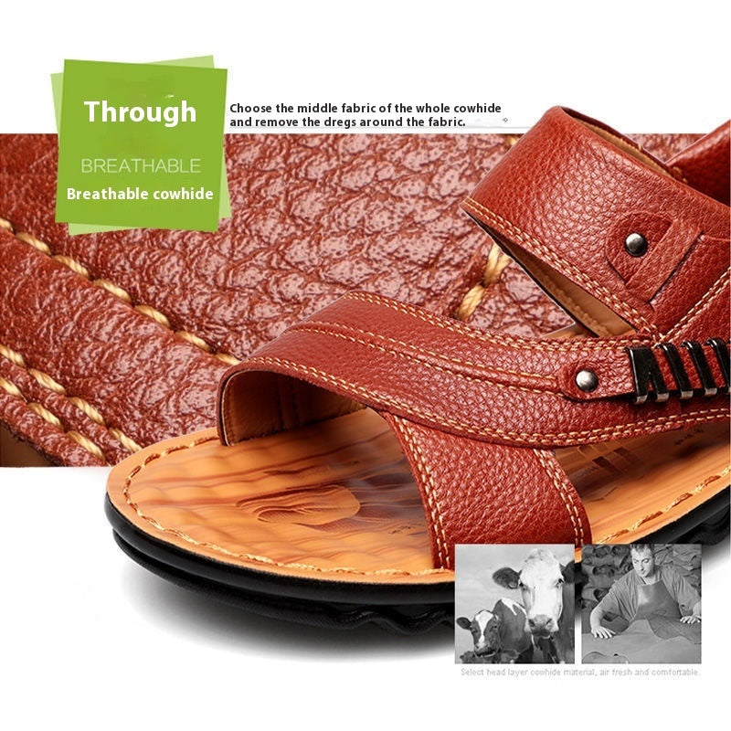 First Layer Cowhide Men's Sandals Summer Genuine Leather Sandals