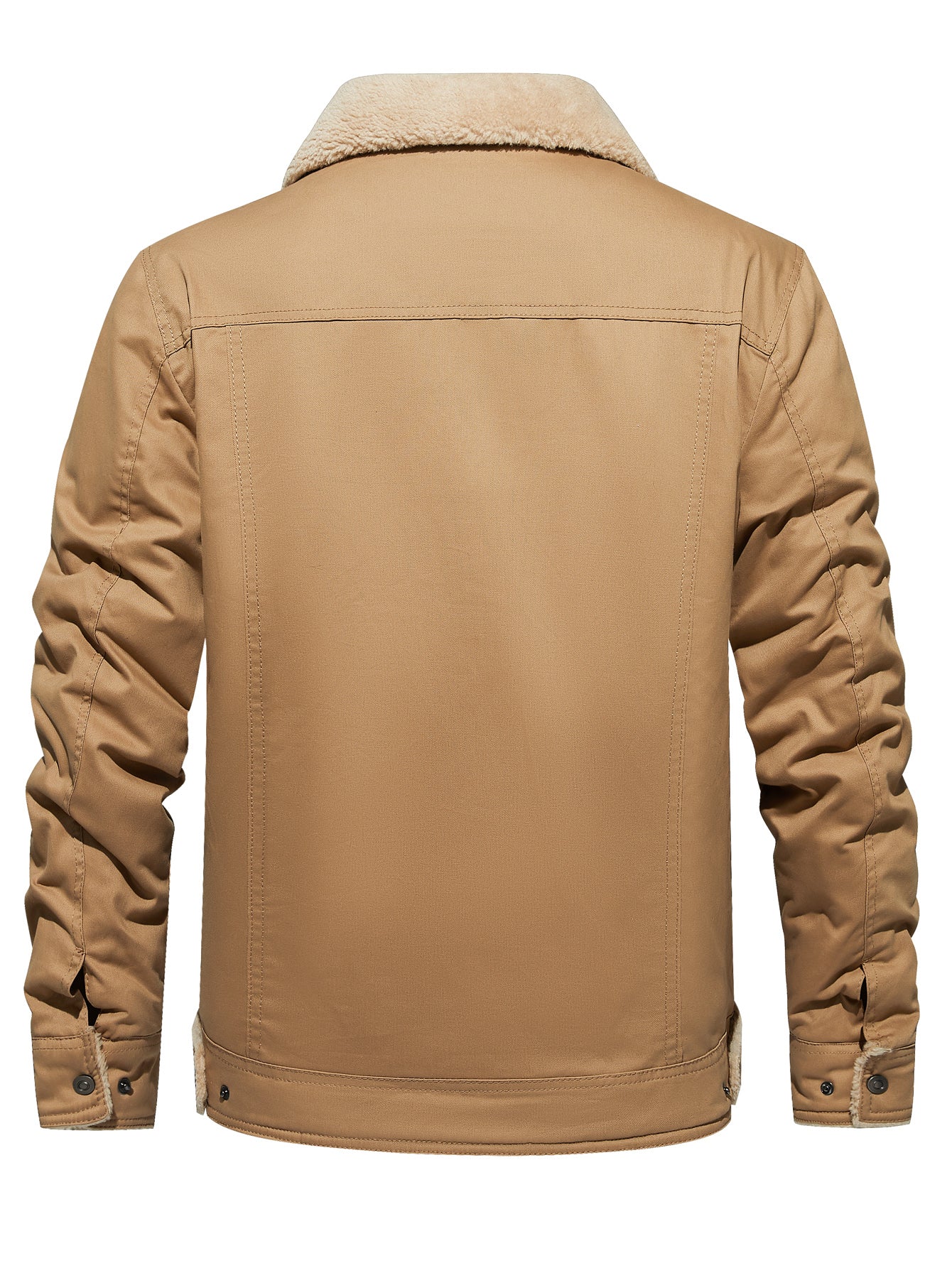 Men's Winter Jacket Lined Sherpa Jacket Warm Trucker Coat Multi Pocket
