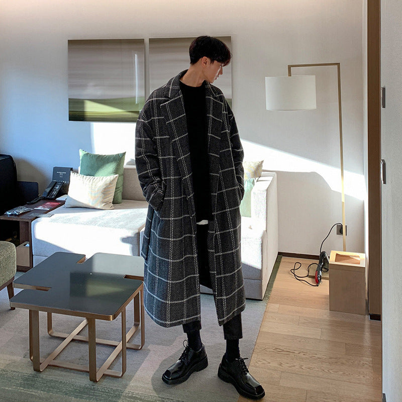 Long Woolen Student Windbreaker coat