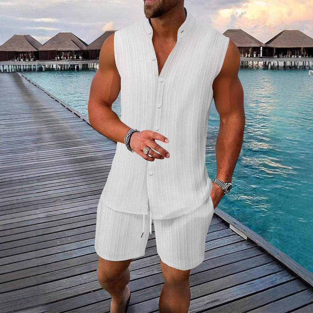 Men's Vest Casual Loose Sleeveless Shorts Suit