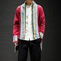 Kimono Cardigan Cotton Linen Trench Coat Color Matching Costume Top Men's Clothing