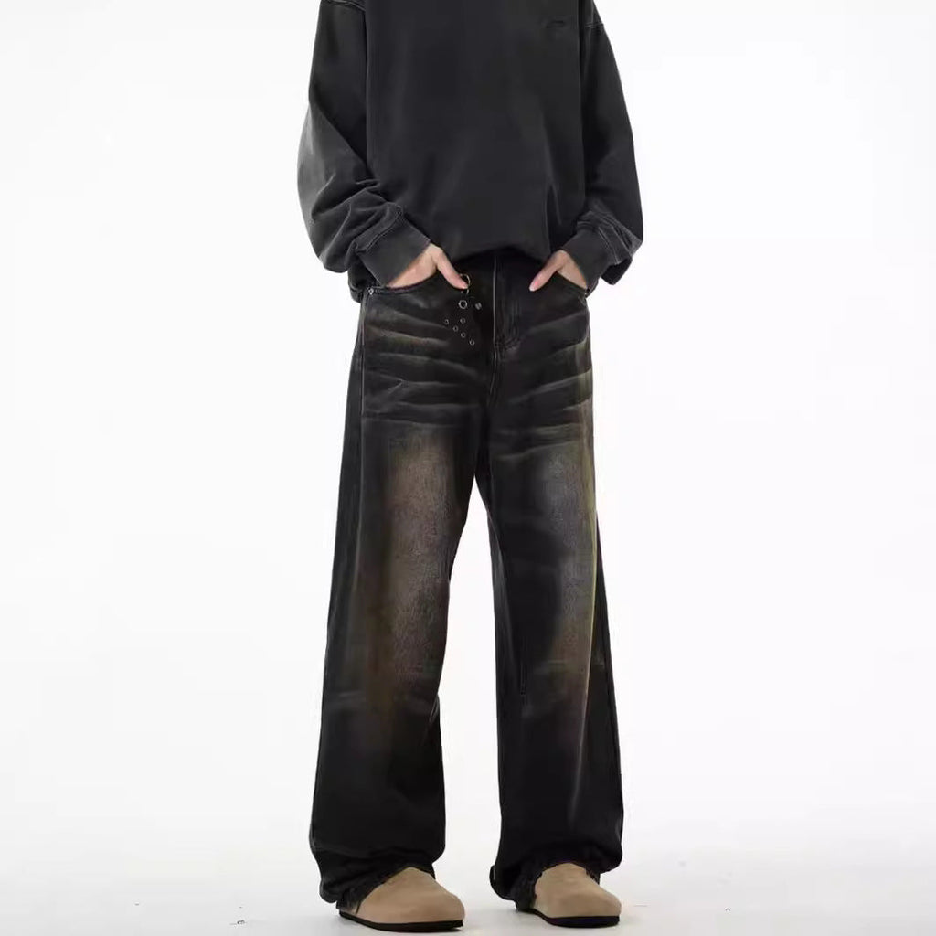 American High-street Wasteland Style Retro Straight-leg Jeans For Men