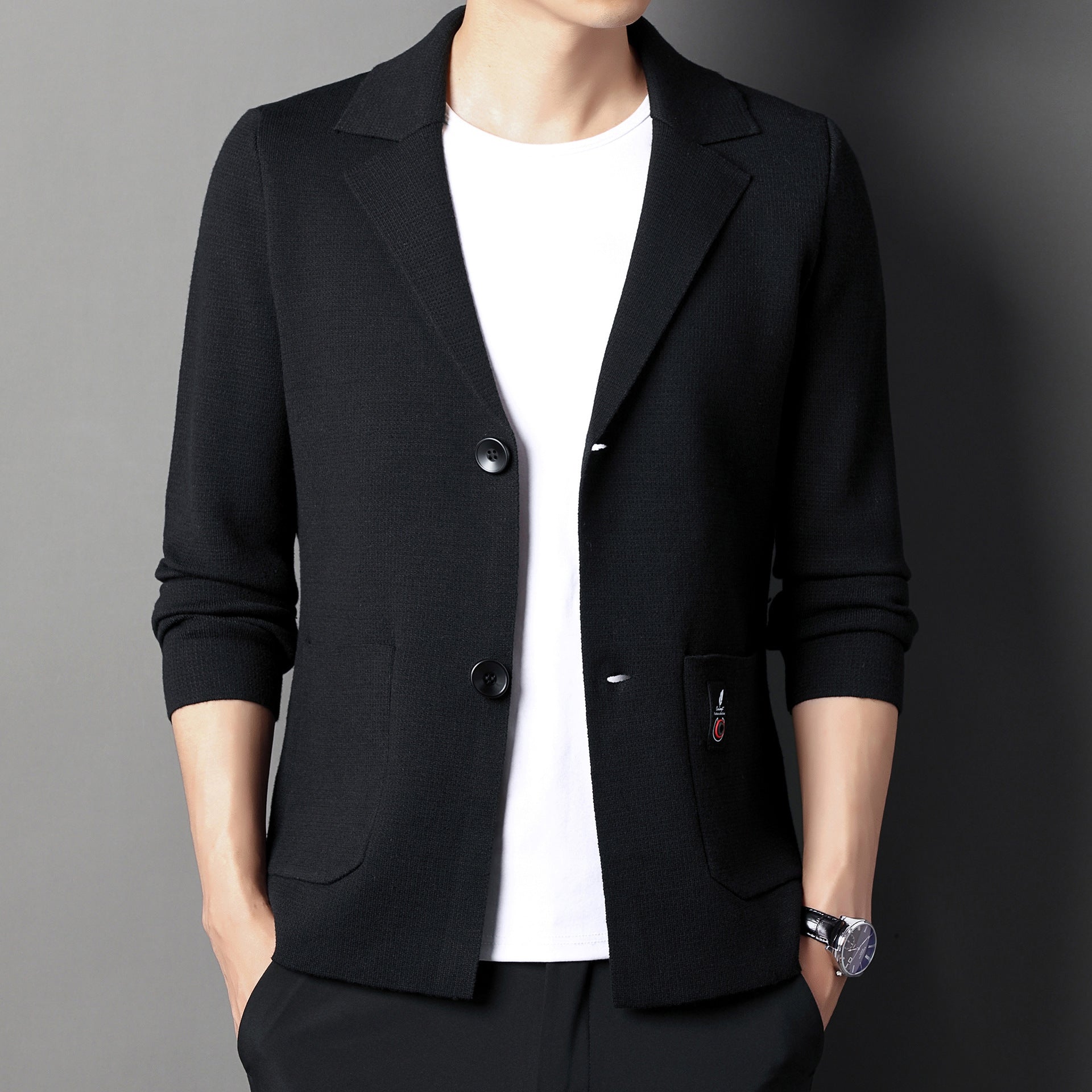 Men's Knit Cardigan Suit Young And Middle-aged