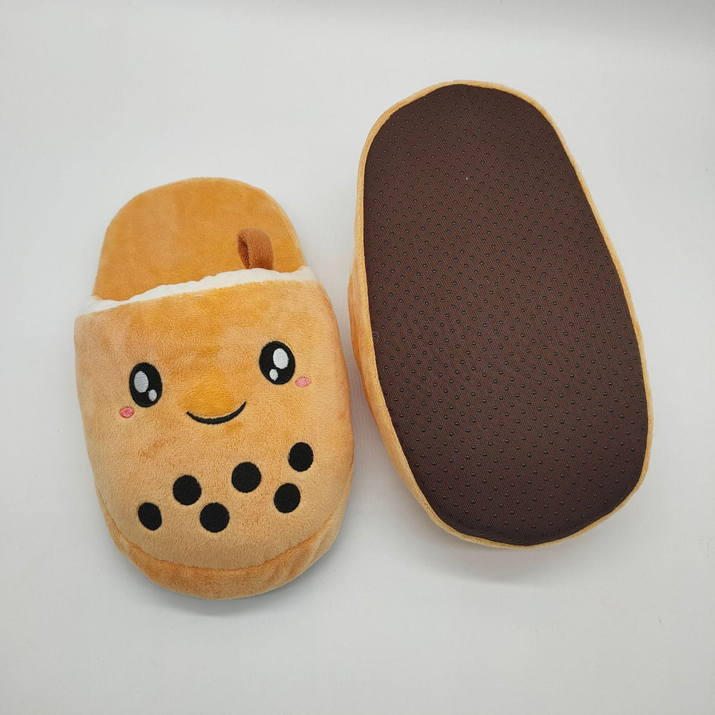 Simulation Milk Tea Plush Slippers Cute And Funny Pearl