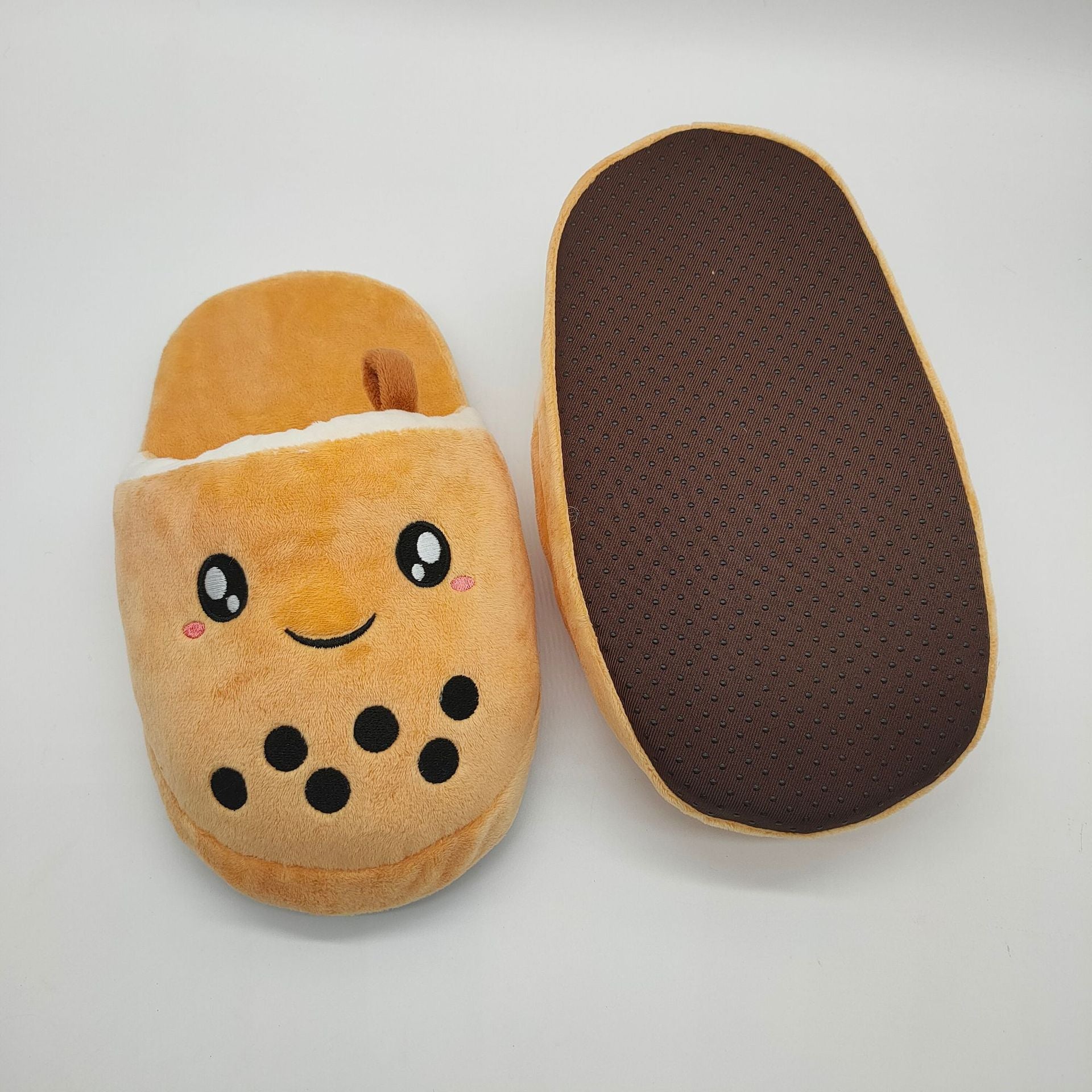 Simulation Milk Tea Plush Slippers Cute And Funny Pearl