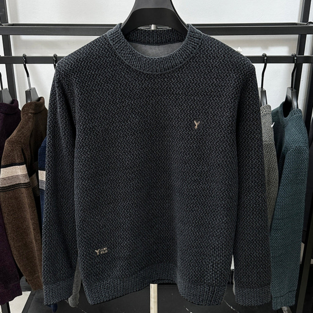 Winter Men's Thermal Round-neck Velvet Padded Sweater