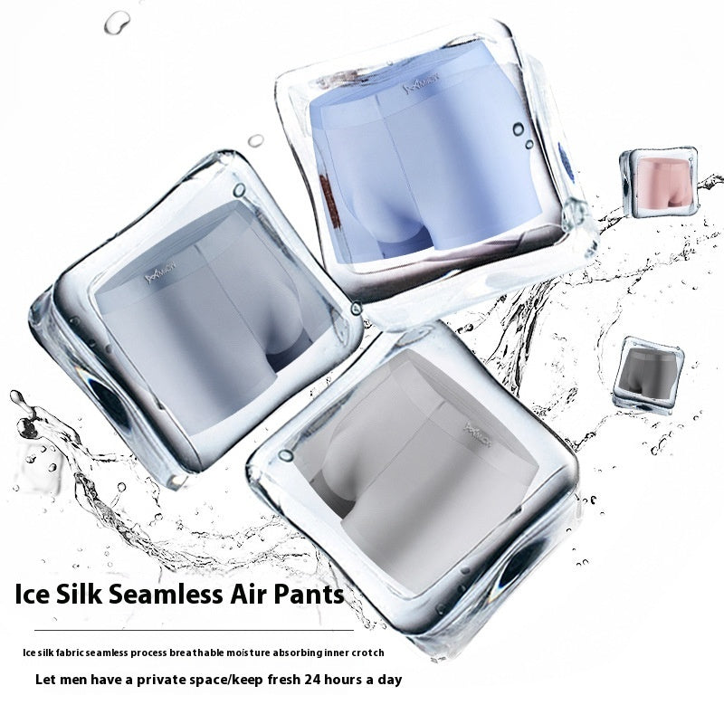 Ice Silk Seamless Men's Underwear Soft Breathable Comfortable Summer Boxer Shorts