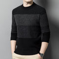 Middle-aged Worsted Round Neck Striped Casual Thick Sweater