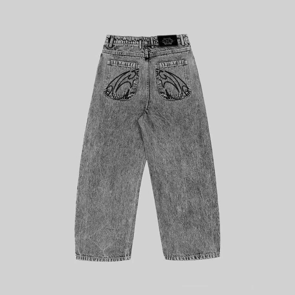 Loose Straight-leg Denim Trousers For Men And Women