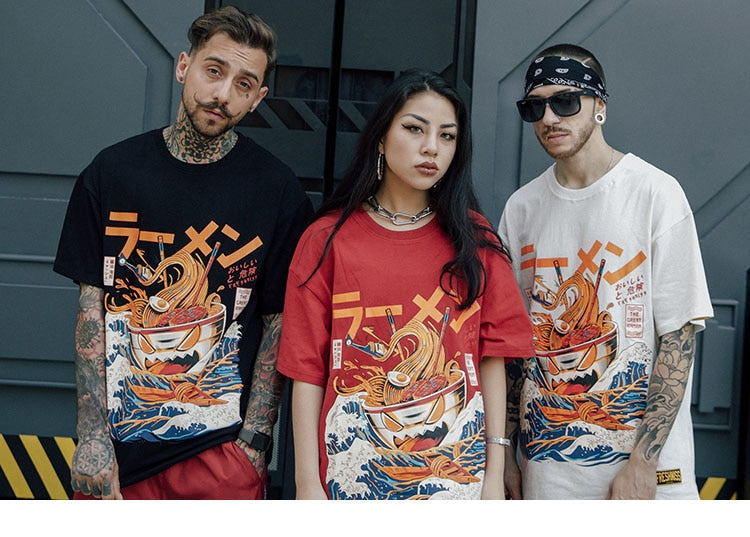 Japanese retro Harajuku style T-shirt men's short sleeve loose youth drop shoulder sleeves