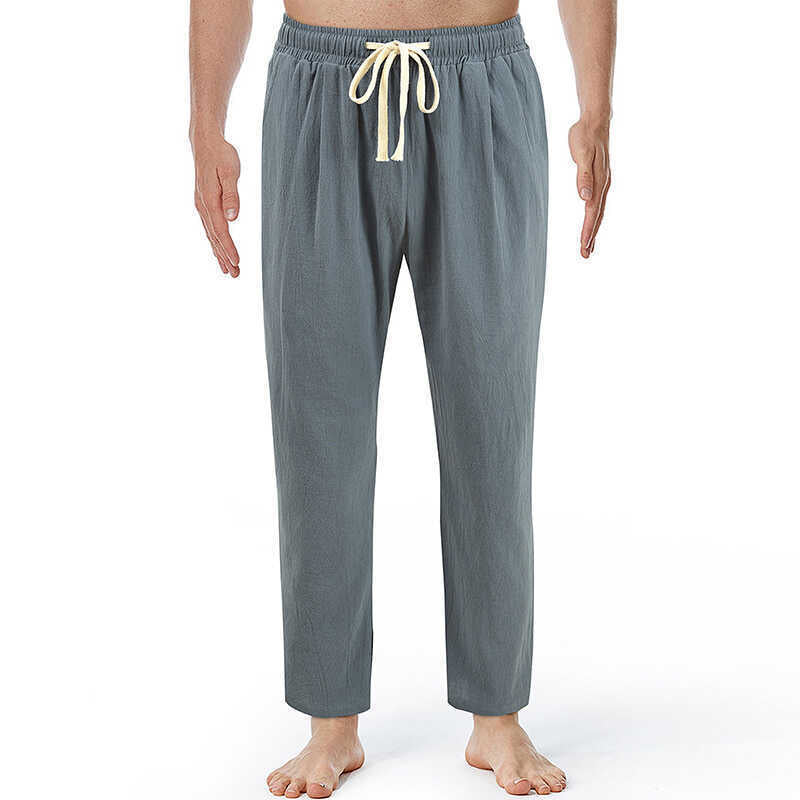 Loose-fit, Plus-size, Straight-leg Linen Pants, Korean-style Trendy Sporty-casual
