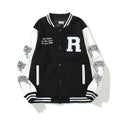 Skull Embroidery Leather Sleeve Stitching Baseball Jacket
