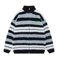 Striped Knitted Sweater Coat Men