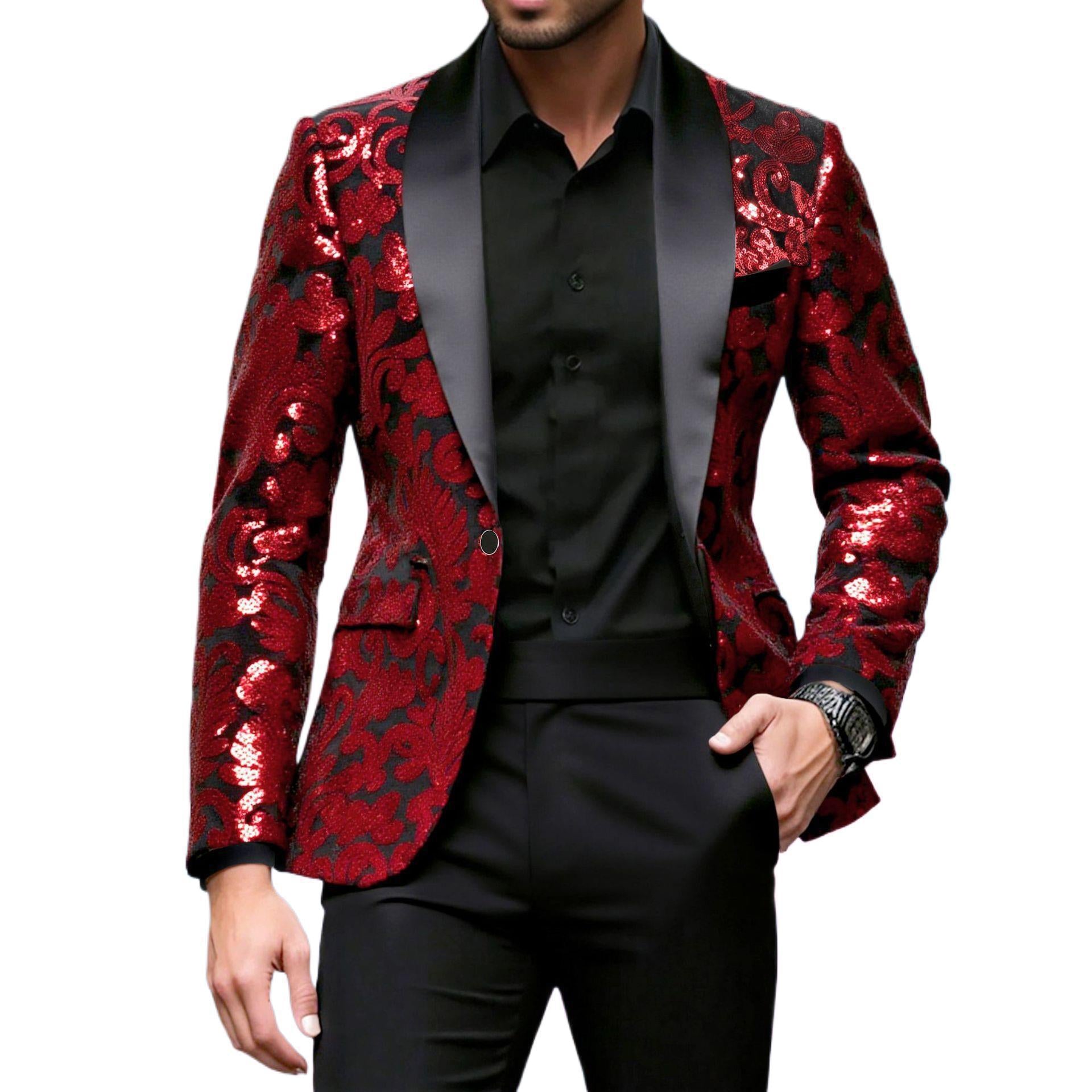 Men's Loose And Versatile Velvet Sequin Suit Jacket