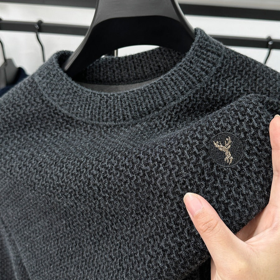 Winter Men's Thermal Round-neck Velvet Padded Sweater