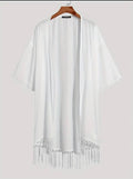 Men's Casual Cardigan Beach Tassel Sun Protection Clothing