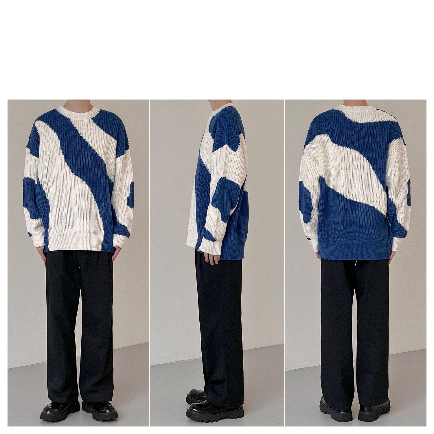 Cow Bump Color Pullover Sweater