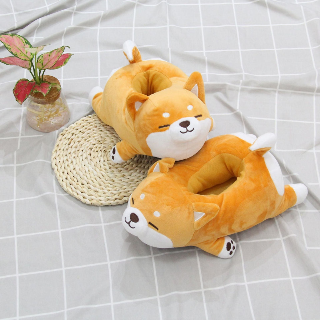 Cute Soft Cute Corgi Slippers Animal Home Plush Cotton Shoes