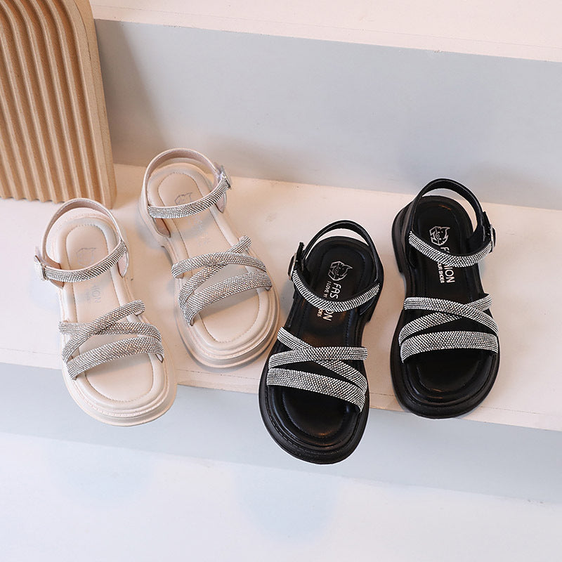 Girls' Fashion Simple Rhinestone Decorated Sandals