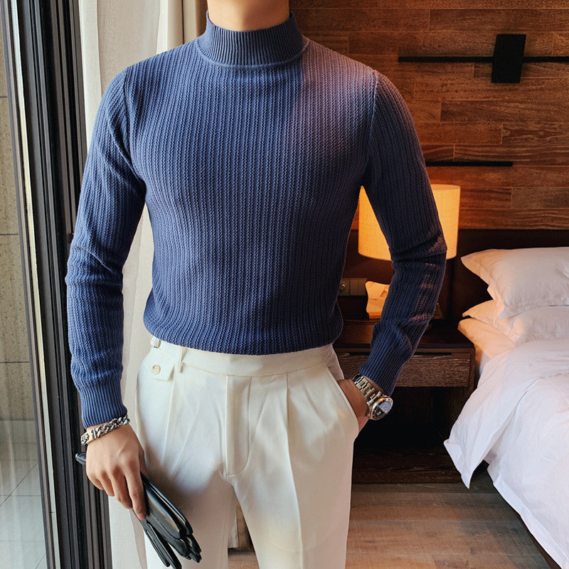 stand Collar Solid Color Sweater
