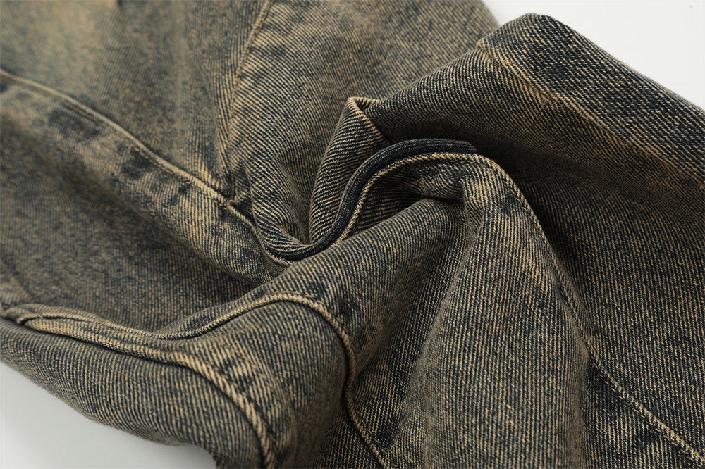 Men's Patchwork Irregular Skinny Jeans Washed