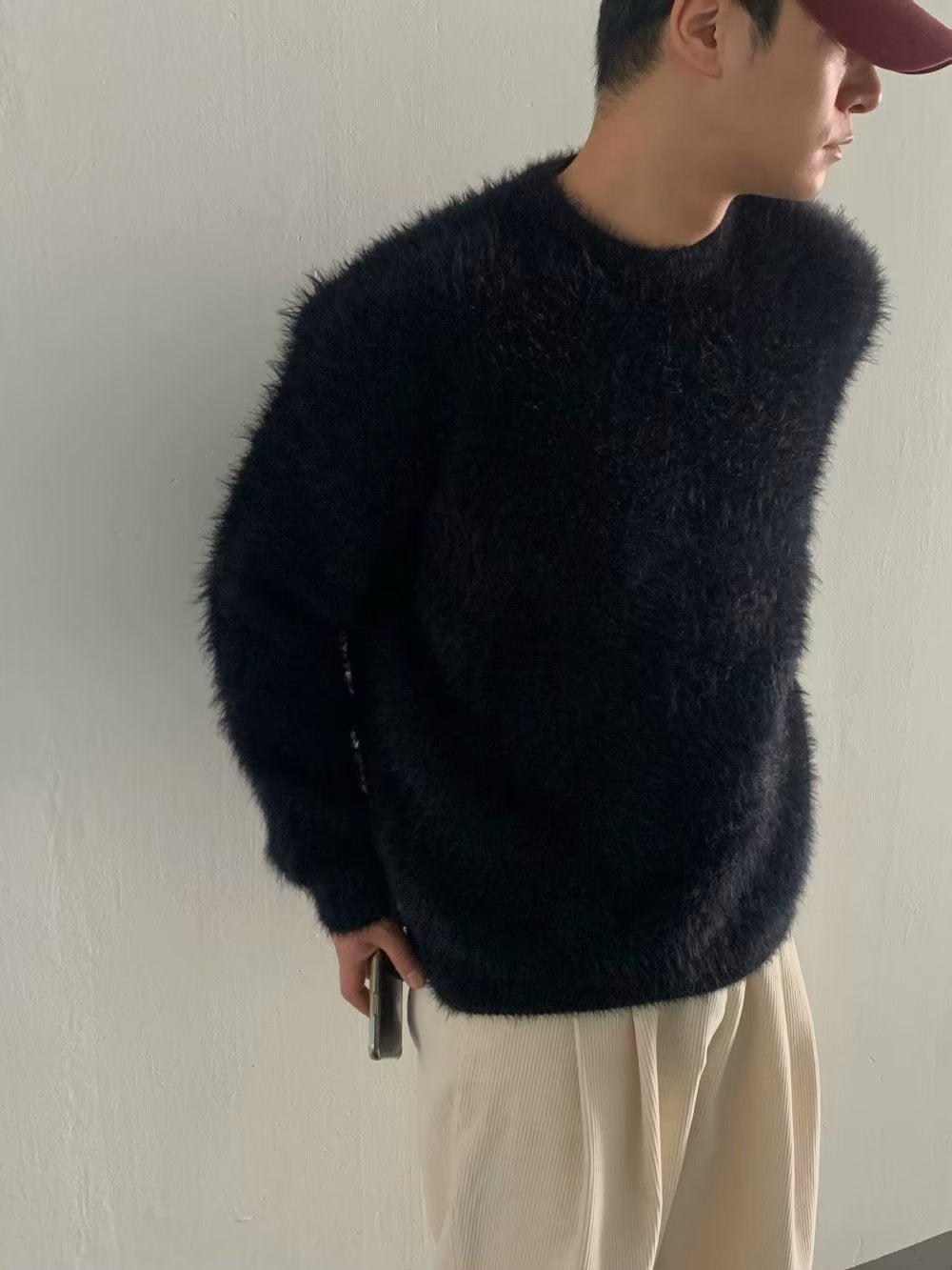 Pure Color Warm Keeping Sweater Men's Autumn And Winter New Korean Style Couple Loose Plus Size Top