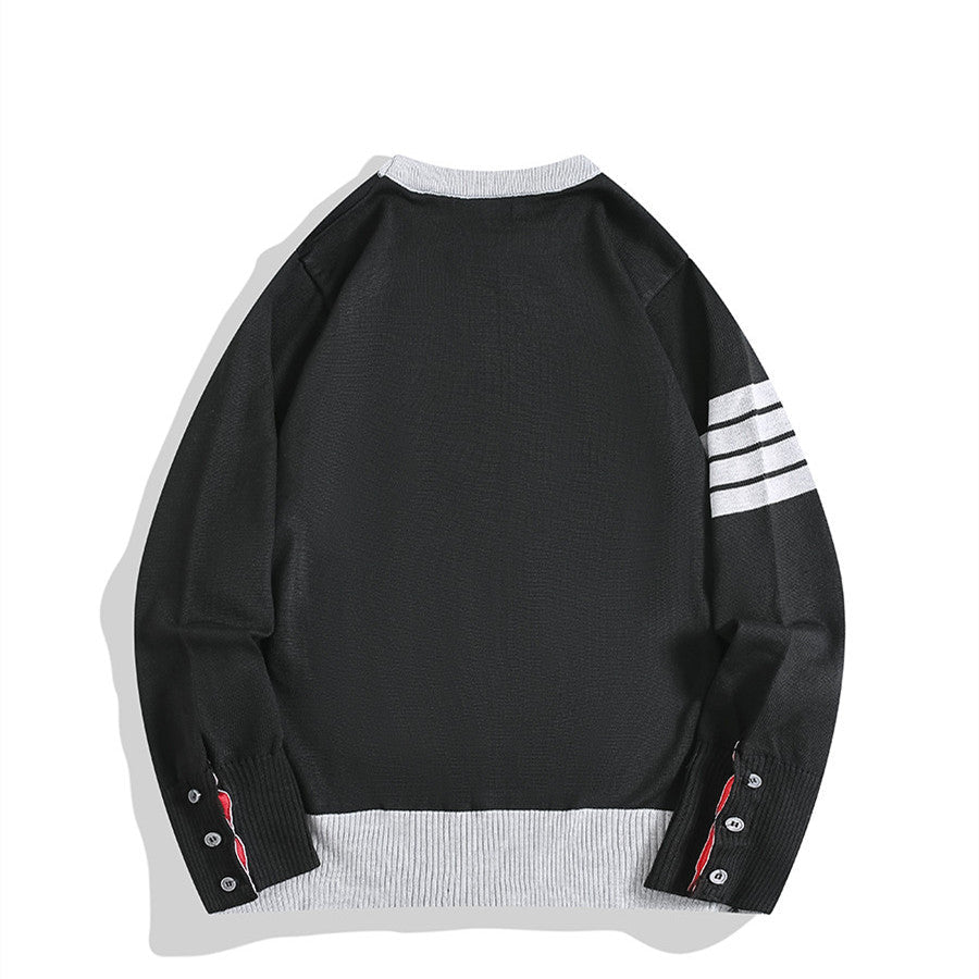 Men's Fashion Casual Multicolor Round Neck Striped Sweater