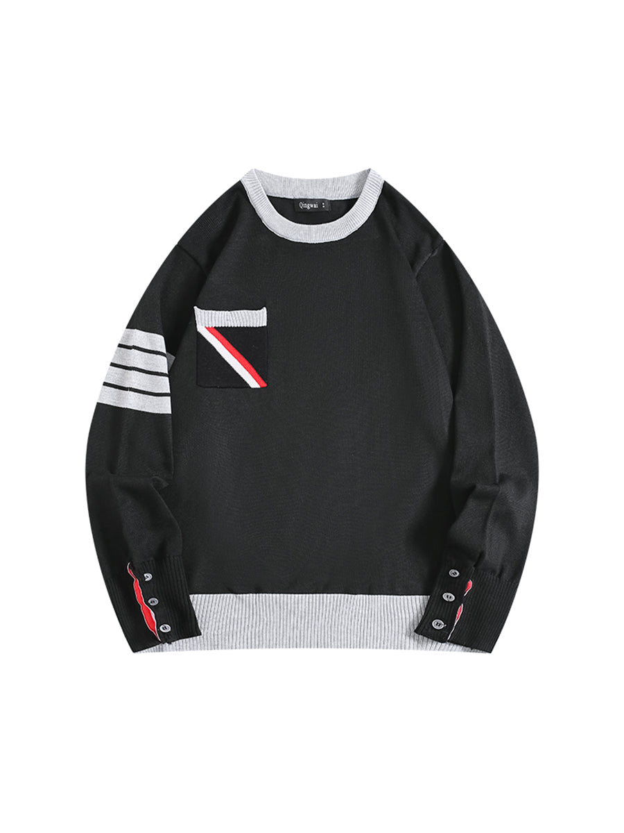 Men's Fashion Casual Multicolor Round Neck Striped Sweater
