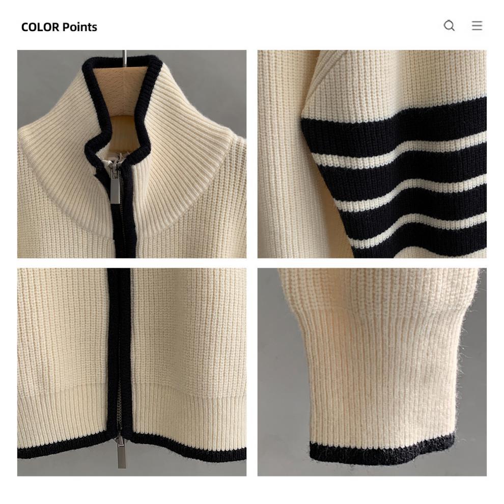 Lightly Mature Turtleneck Cardigan Trendy Stand Collar Sweater