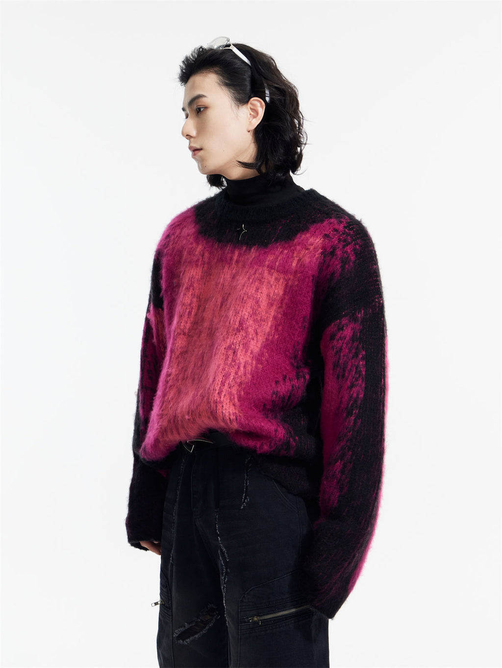 Gradient Design Super Warm Sweater Round Neck Loose Top