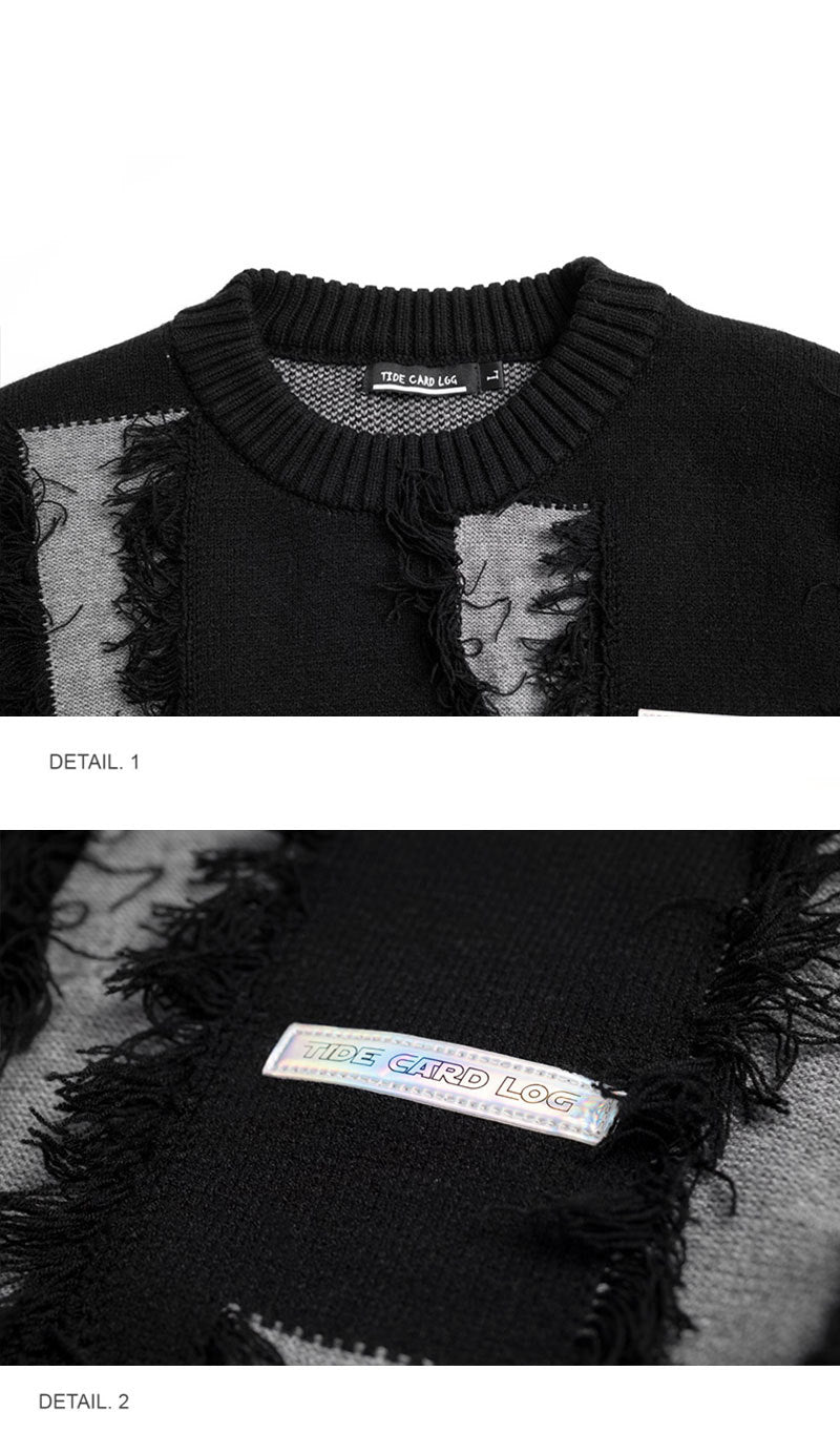 Men's And Women's Loose Round Neck Destroyed Sweater