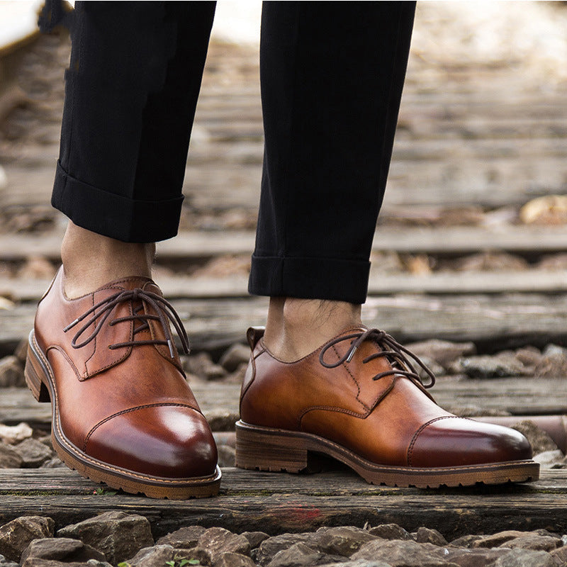 Casual Men's Business Three-joint Leather Shoes British Retro Handmade