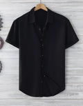 Men's Short Sleeve Loose Solid Color Shirt