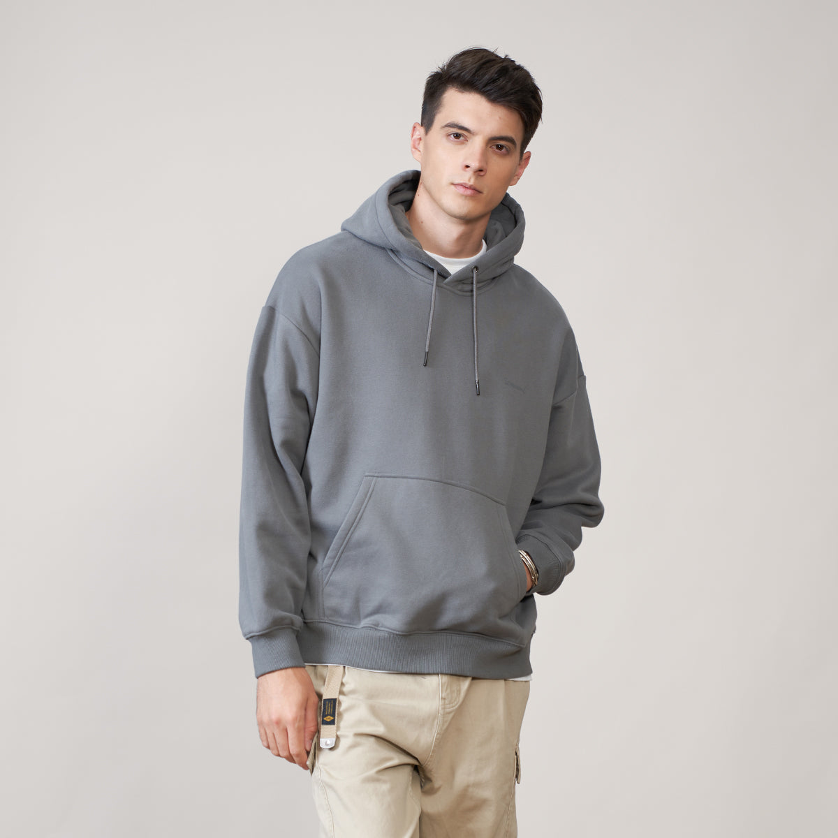 Ht  Simple Wood Men's Loose Fit Lining Fleece Printing