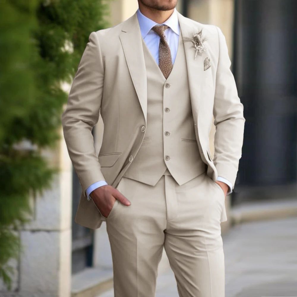 Classic Men Suit 3 Pieces Slim Fit Blazer Vest