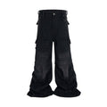Detachable Worn Looking Washed-out Multi-pocket Detachable Two-way Wear Micro-pull Overalls