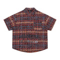 Printed Plaid Half Sleeve Jacket Men's Casual Short Sleeve Shirt