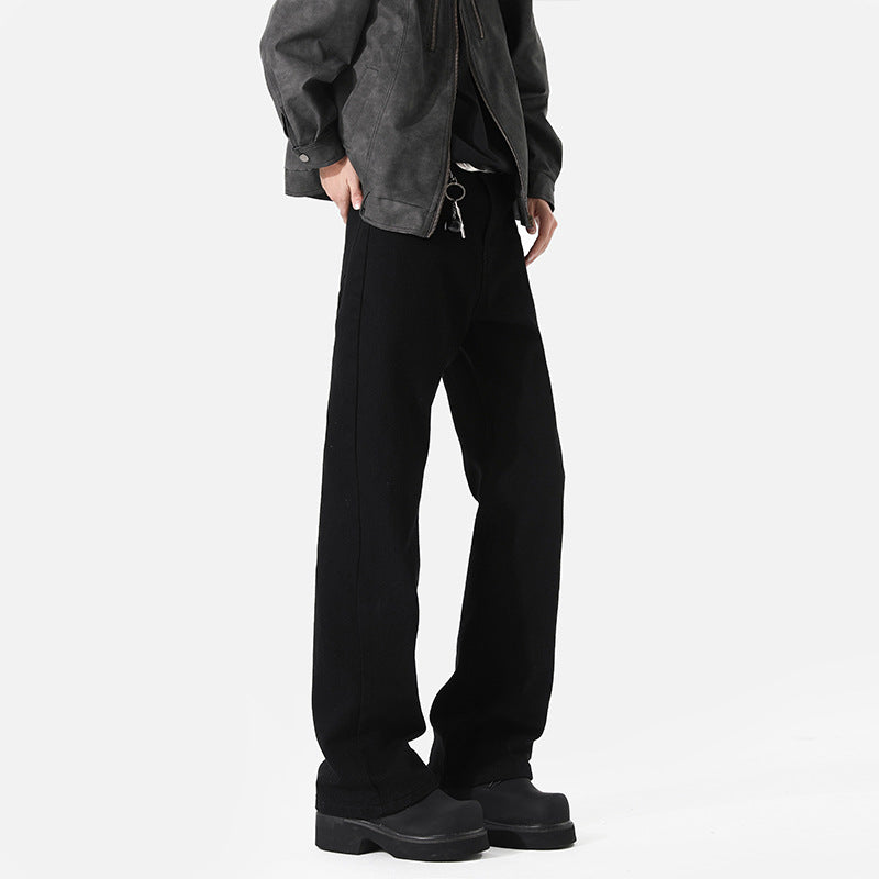 Spring And Autumn Elastic Black Bootcut Denim Jeans