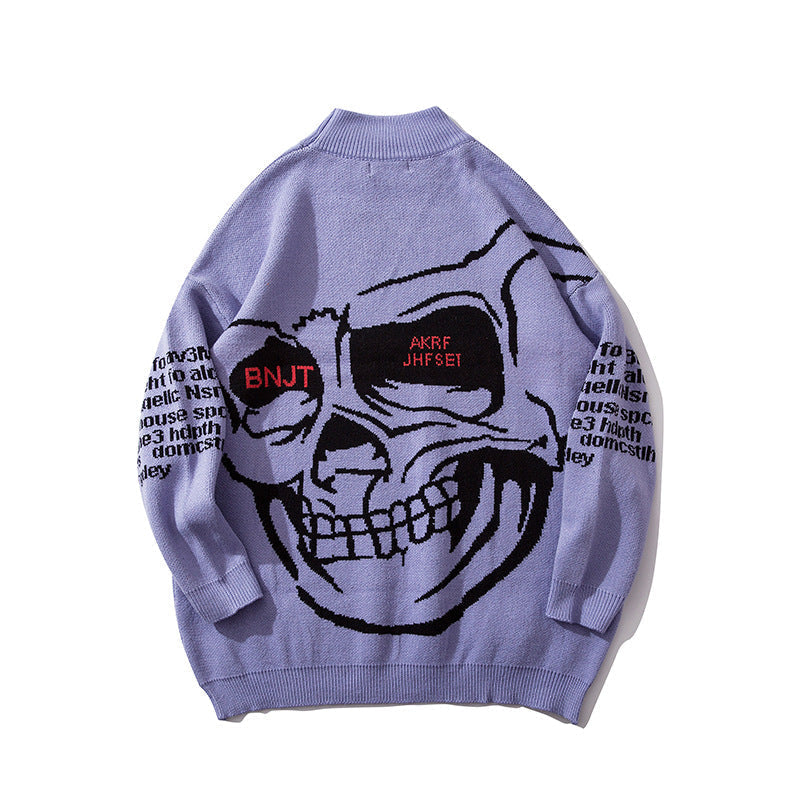 Men's mid-high round neck pullover sweater