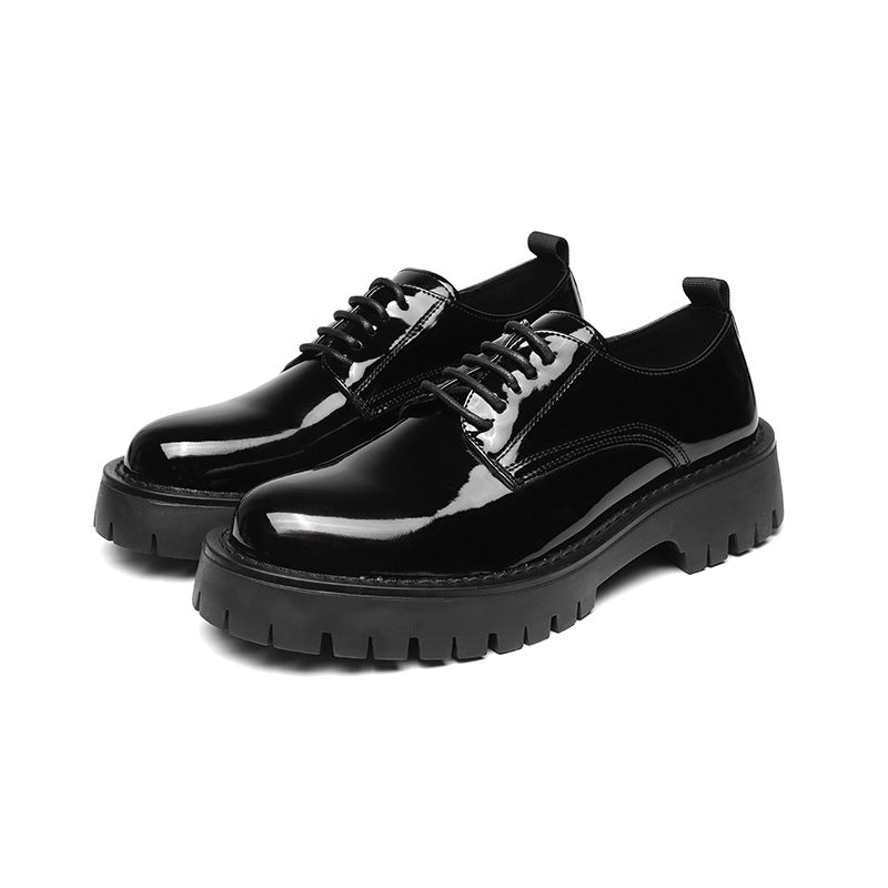Youth Round Head British Style Flat Heel Fashion Casual Daily Leather Shoes