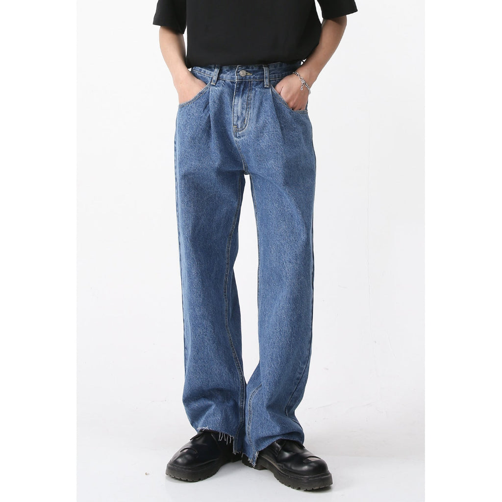 Retro Casual Irregular Slit Simple Jeans