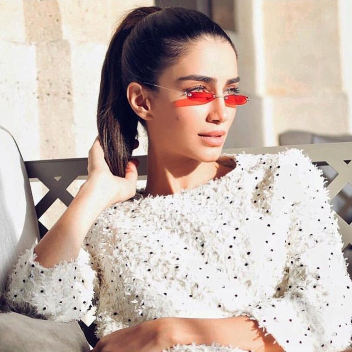 Rimless trendy sunglasses
