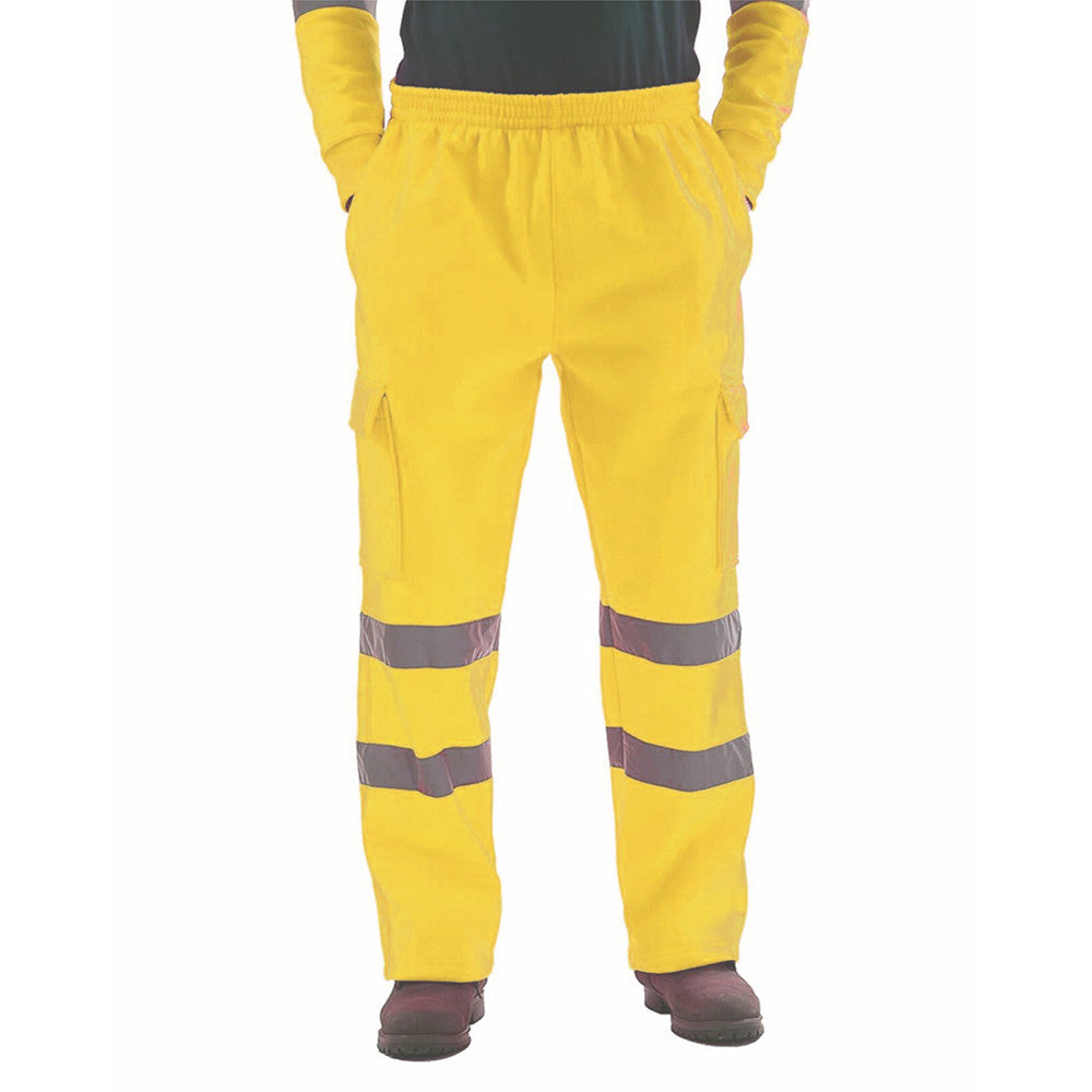 Men's Reflective Stripe Sanitation Worker Uniform Fleece Casual Pants