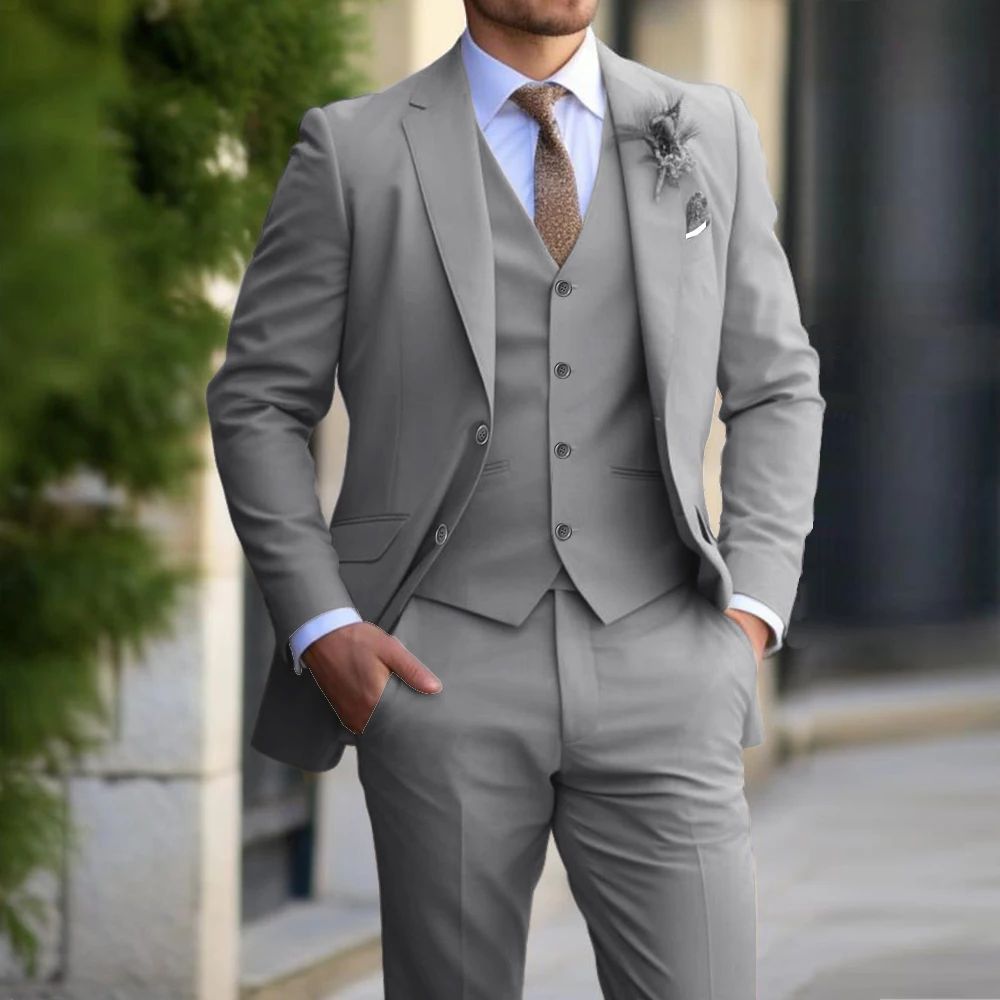 Classic Men Suit 3 Pieces Slim Fit Blazer Vest
