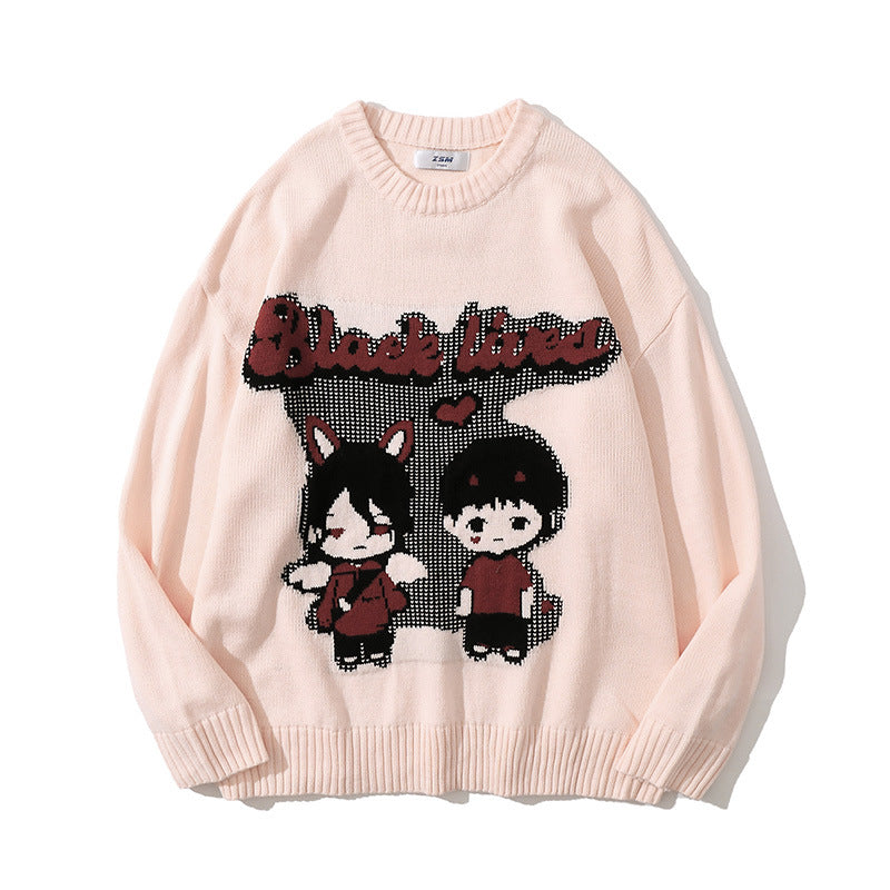 Knit Sweater Men's Ins Tide Brand Crew Neck Sweater