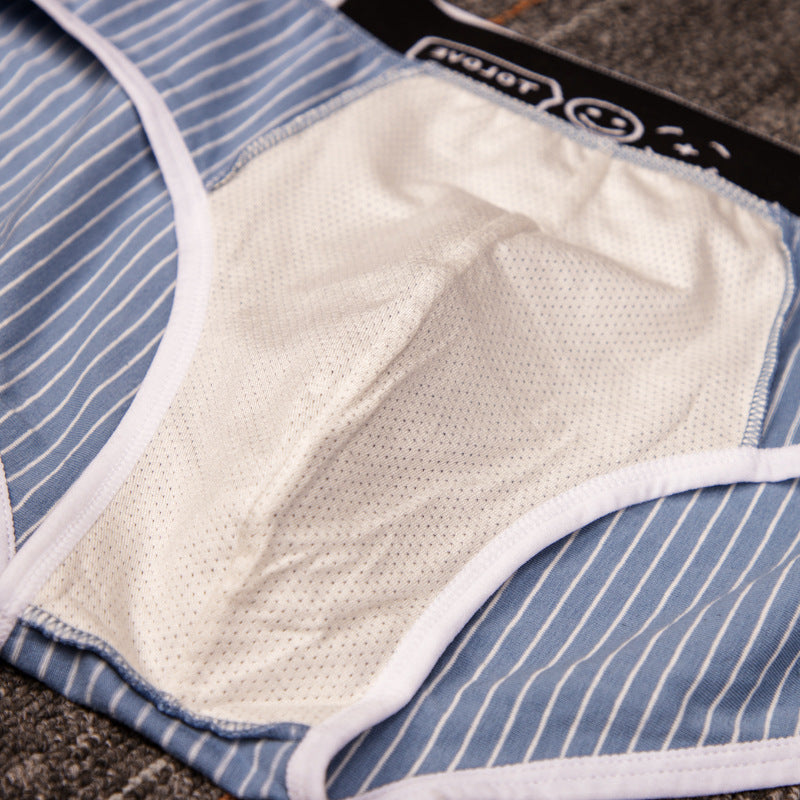 Striped Cotton Triangle Men's Briefs Low Waist Breathable Men's Underwear Briefs