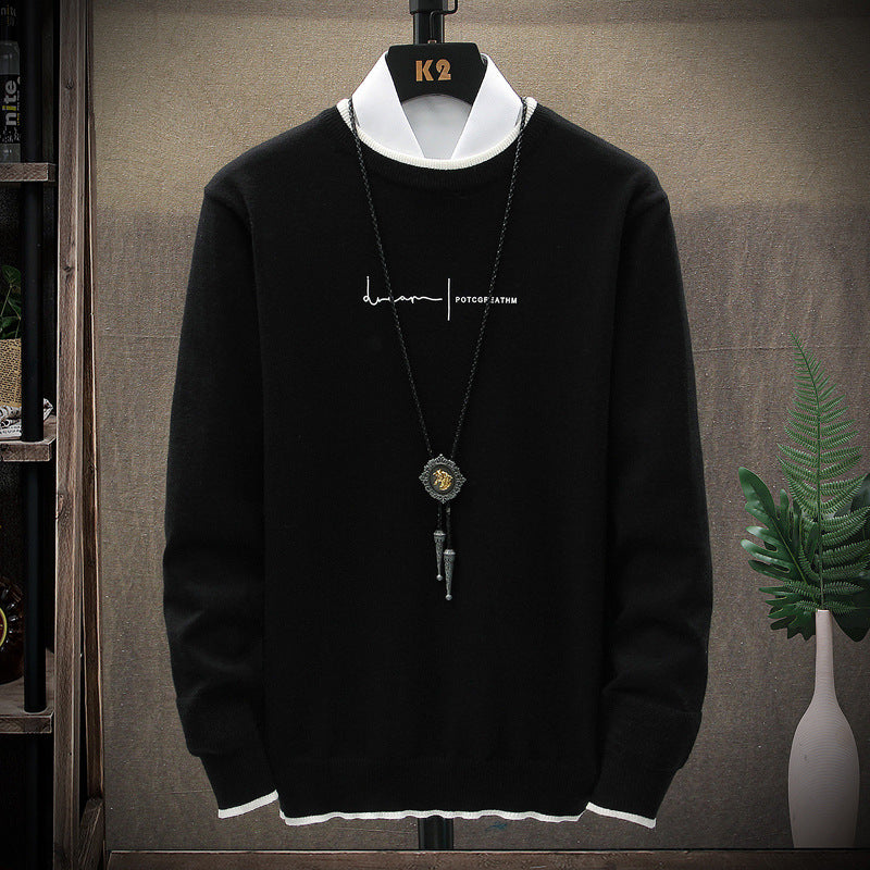 Men's Sweater Round Neck Slim Knit Sweater