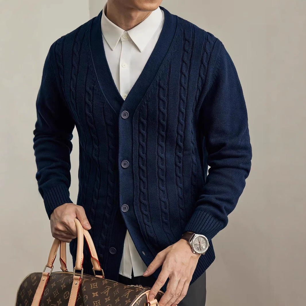 Youth Solid Color Autumn And Winter New Knitted Cardigan Long Sleeve Sweater