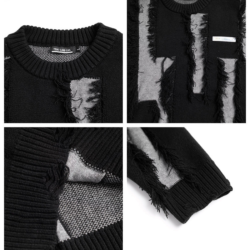 Men's And Women's Loose Round Neck Destroyed Sweater